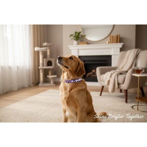 Purple Rhinestone Studded Pet Collar S Adjustable 14" - Picture 2 of 6